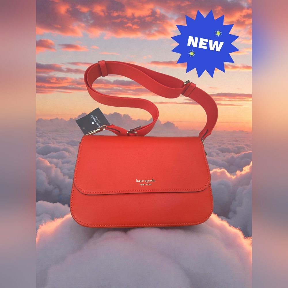 New Kate Spade Crossbody messenger orange leather bag purse